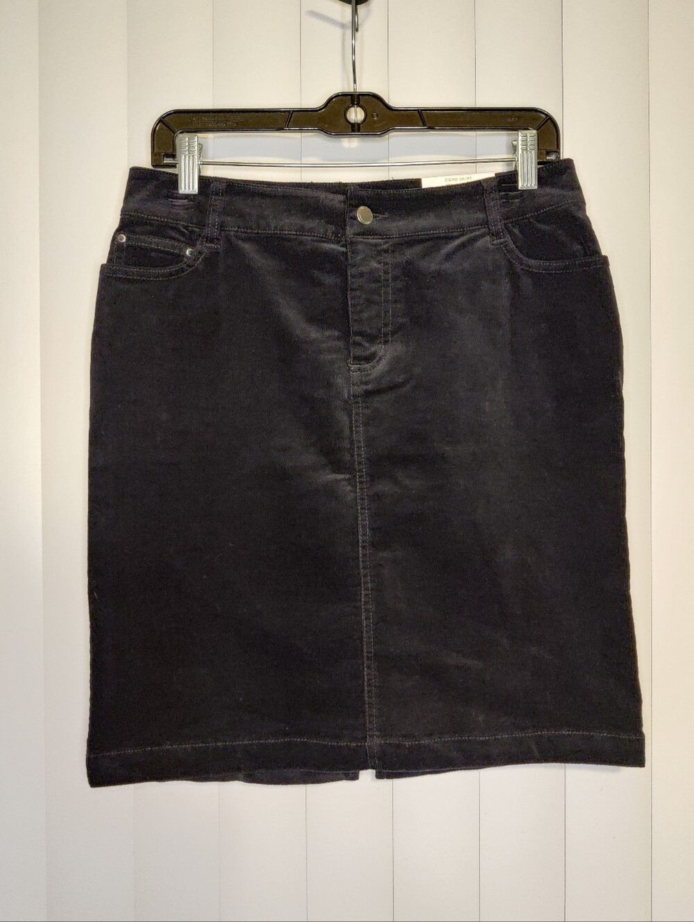 Charter Club Petite Black Corduroy Pencil Skirt